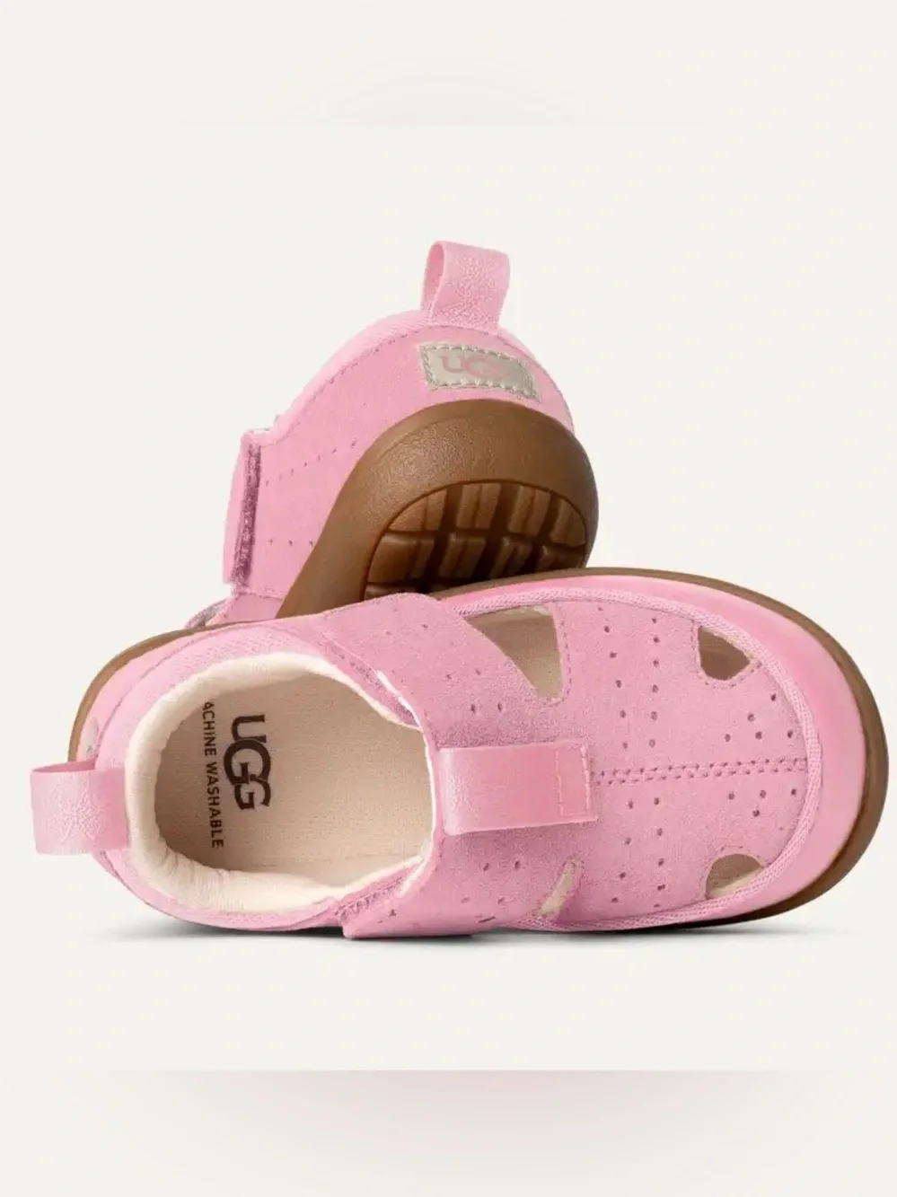 UGG Kids Pink Hook-and-Loop Closed-Toe Sandals